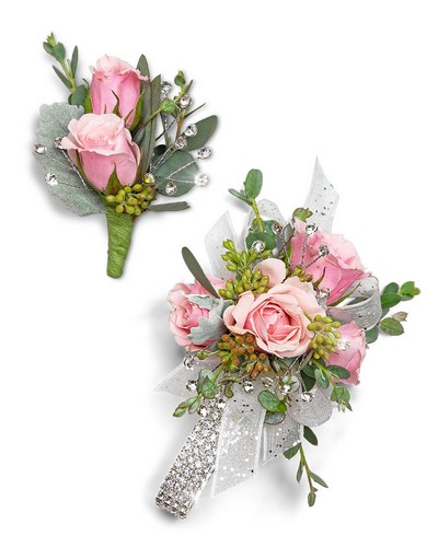 Glossy Corsage and Boutonniere Set from Sunrise Floral in O'Neill, Nebraska