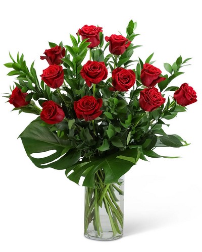 Red Roses with Modern Foliage (12) from Sunrise Floral in O'Neill, Nebraska