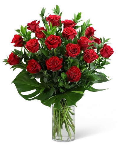 Red Roses with Modern Foliage (18) from Sunrise Floral in O'Neill, Nebraska