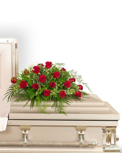 18 Red Roses Casket Spray from Sunrise Floral in O'Neill, Nebraska